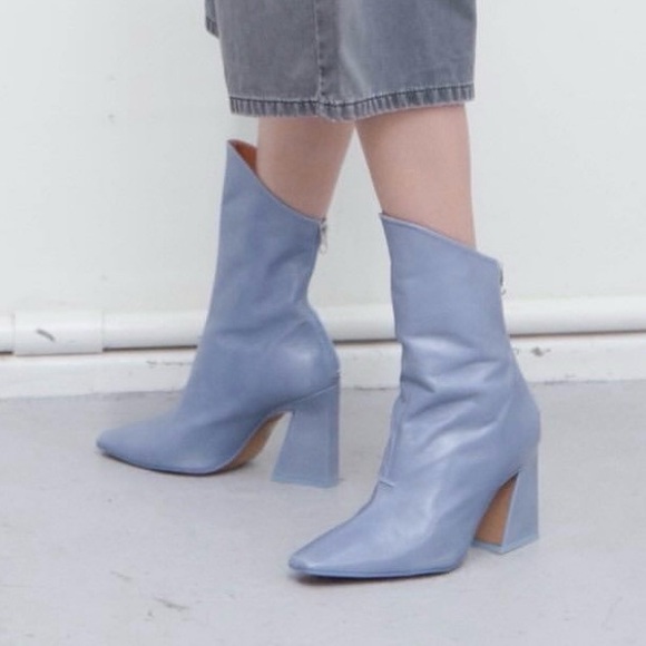 NWOT L’INTERVALLE Lizzo Blue Leather Boots - Picture 2 of 6